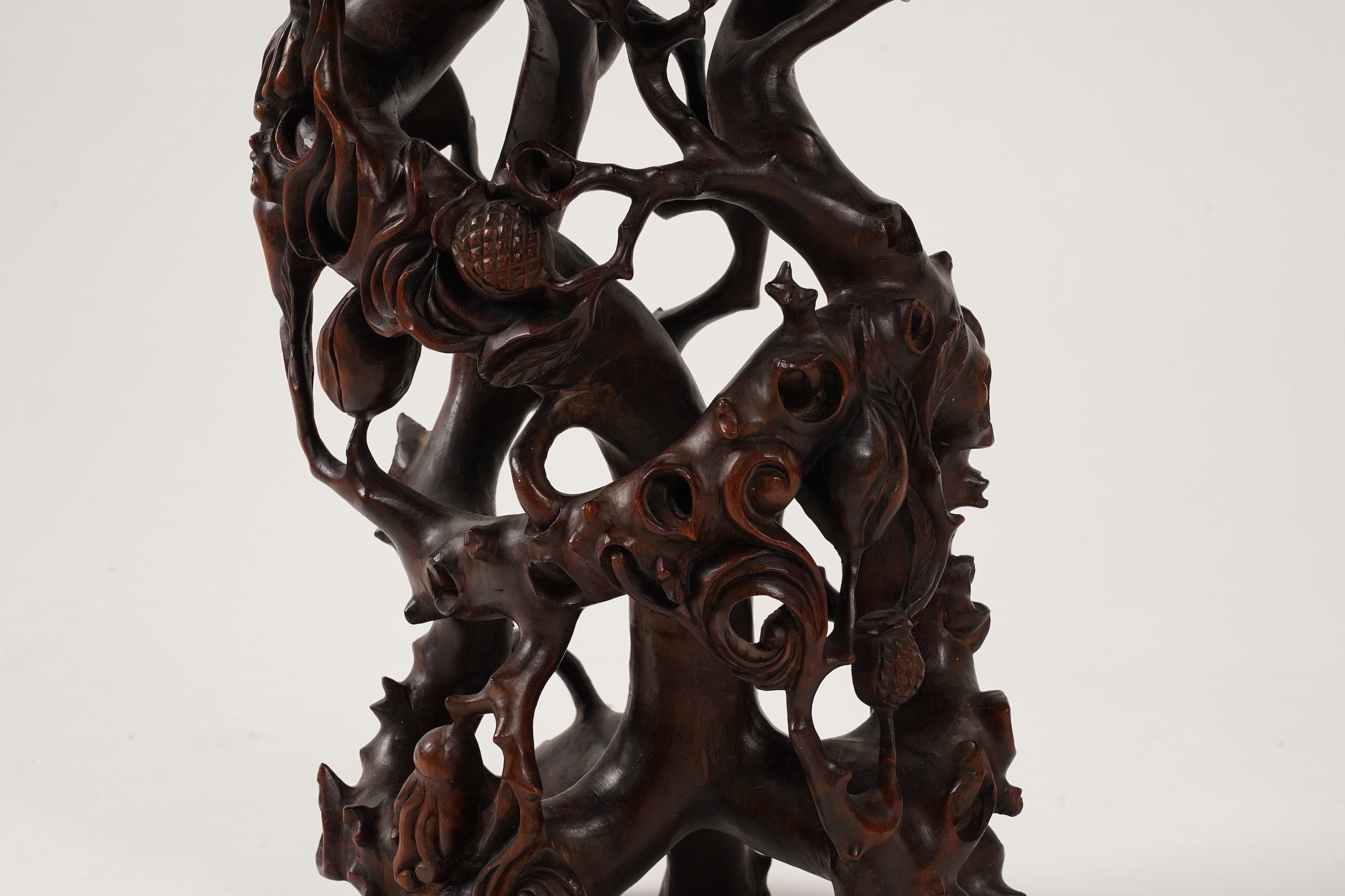 A Chinese rootwood tiered stand, 19th century